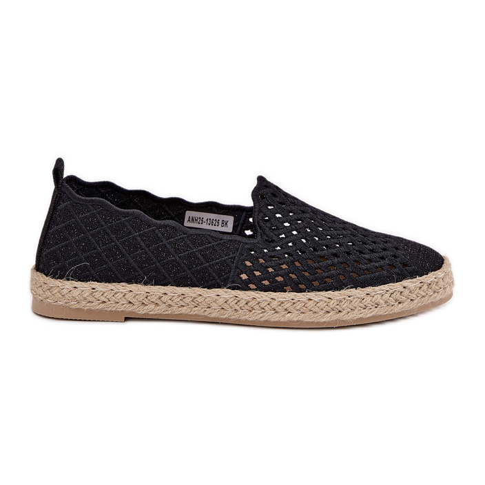 Espadrilles pour femmes avec Vinceza 13625 Black Braid le noir