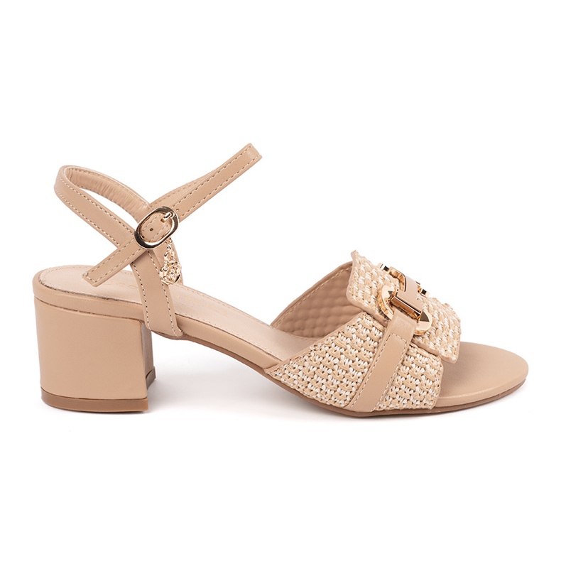 Goodin Sandales féminines beige sur le poteau moyen
