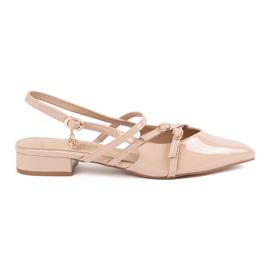 Goodin Pompes laquées beige avec additifs dorés