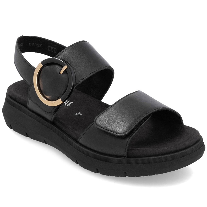 Sandales en cuir féminin sur des quartiers Black Remonte D2K50-00 le noir Sandales en cuir féminin sur des quartiers Black Remonte D2K50-00 le noir