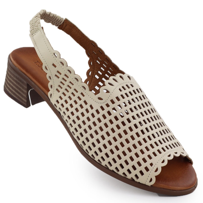 Sandales en cuir féminines Beige Openwork Beige T.Sokolski L25-707