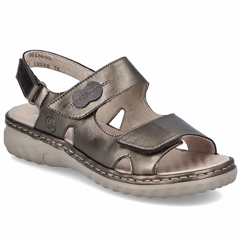 Sandales en cuir pour femmes avec Velcro Brown Rieker 60462-90 brun