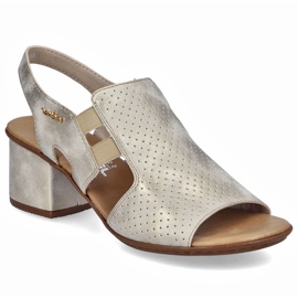 Sandales aux talons hauts féminins Golden Rieker 64665-60 doré