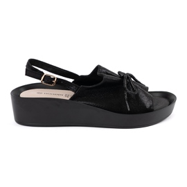 Goodin Sandales de coin noir avec un insert en cuir