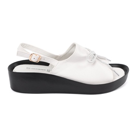 Goodin Sandales de coin blanc avec un insert en cuir
