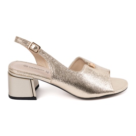 Goodin Sandales dorées en daim talons dorés