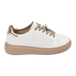 Baskets blanches et beiges avec épingles en cuir Sergio Leone
