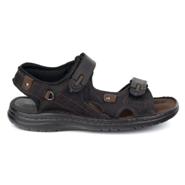 KOMODO Sandales en cuir 552k masculin avec velcro - parfait pour l'été pour les hommes actifs noirs