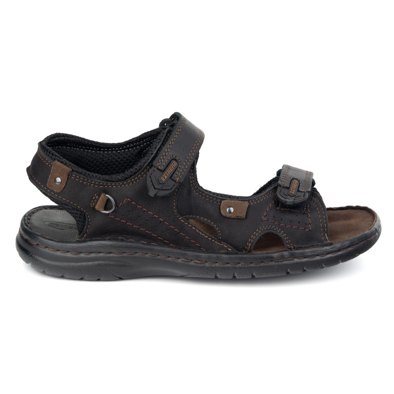 KOMODO Sandales en cuir 552k masculin avec velcro - parfait pour l'été pour les hommes actifs noirs le noir