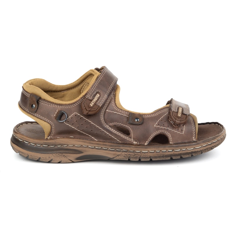 KOMODO Sandales en cuir 552k masculin avec velcro - parfait pour l'été pour les hommes actifs marron brun