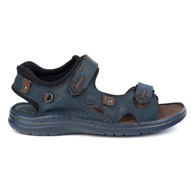 KOMODO Sandales en cuir 552k masculin avec velcro - parfait pour l'été pour les hommes actifs bleu marine