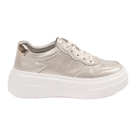 Baskets dorées sur la plate-forme en cuir Sergio Leone