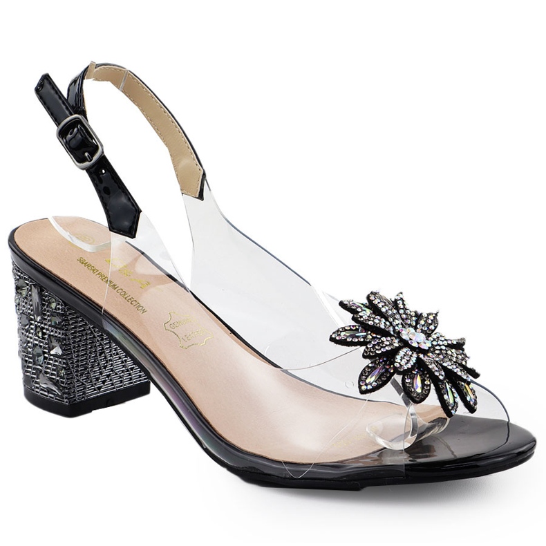 S.Barski Sandales des femmes transparentes sur le pilier avec des zircons Czarne S. Barski MR51-002 le noir S.Barski Sandales des femmes transparentes sur le pilier avec des zircons Czarne S. Barski MR51-002 le noir