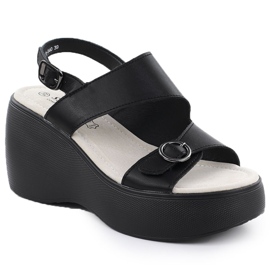 S.Barski Sandales de coin en cuir Black S. Barski LR51-540 le noir