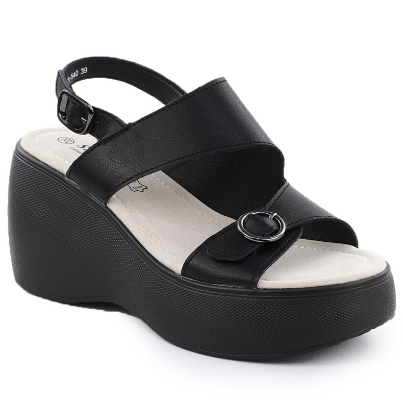 S.Barski Sandales de coin en cuir Black S. Barski LR51-540 le noir
