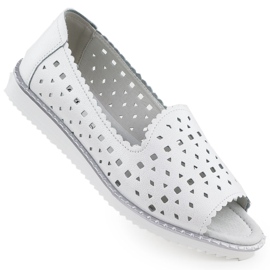 S.Barski Chaussures en cuir pour femmes Open Travail Open White Pearl S. Barski LR51-922 blanc