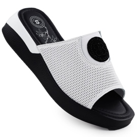 Jezzi Les tongs en cuir féminins confortables Jézzi blanc 8479