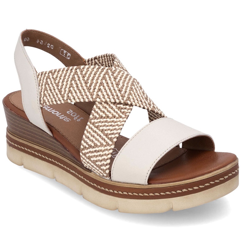 Sandales en cuir avec bandes élastiques bouchées beige Remonte D2L54-60 Sandales en cuir avec bandes élastiques bouchées beige Remonte D2L54-60