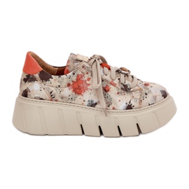 Sneakers en cuir sur la plate-forme Maciejka 06891-18 BEIGE Sneakers en cuir sur la plate-forme Maciejka 06891-18 BEIGE