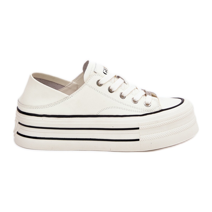 Baskets en cuir pour femmes sur Goe RR2N4106 Plateforme blanche