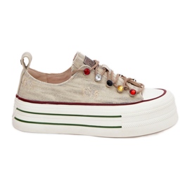 Sneakers pour femmes sur la plate-forme Goe RR2N4105 Beige Sneakers pour femmes sur la plate-forme Goe RR2N4105 Beige
