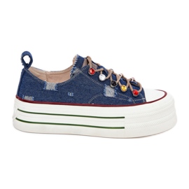 Sneakers pour femmes sur la plate-forme GOE RR2N4103 Bleu marine