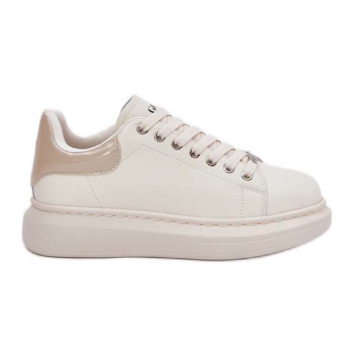 Baskets en cuir féminin sur Goe RR2N4004 Plateforme beige Baskets en cuir féminin sur Goe RR2N4004 Plateforme beige