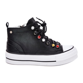 Goe RR2N4101 Sneakers en cuir élevé pour femmes le noir