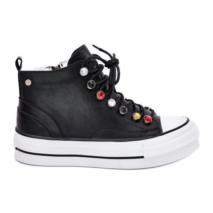 Goe RR2N4101 Sneakers en cuir élevé pour femmes le noir