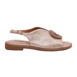 S.Barski Sandales féminines brillantes Détail décoratif S. Barski KV51-012 Or rose doré