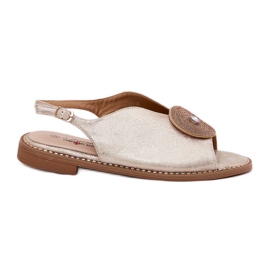 S.Barski Sandales féminines brillantes Détail décoratif S. Barski KV51-012 Zlotys doré