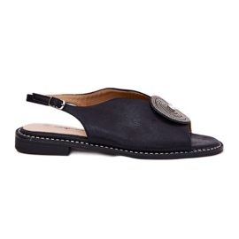 S.Barski Sandales féminines brillantes Détail décoratif S. Barski KV51-012 noir