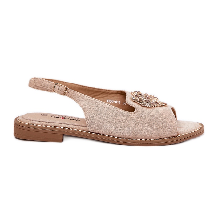 S.Barski Sandales pour femmes avec un cœur décoratif S. Barski KV27-018 Beige