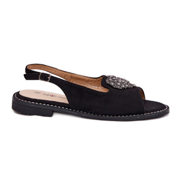 S.Barski Sandales pour femmes avec un cœur décoratif S. Barski KV27-018 noir le noir