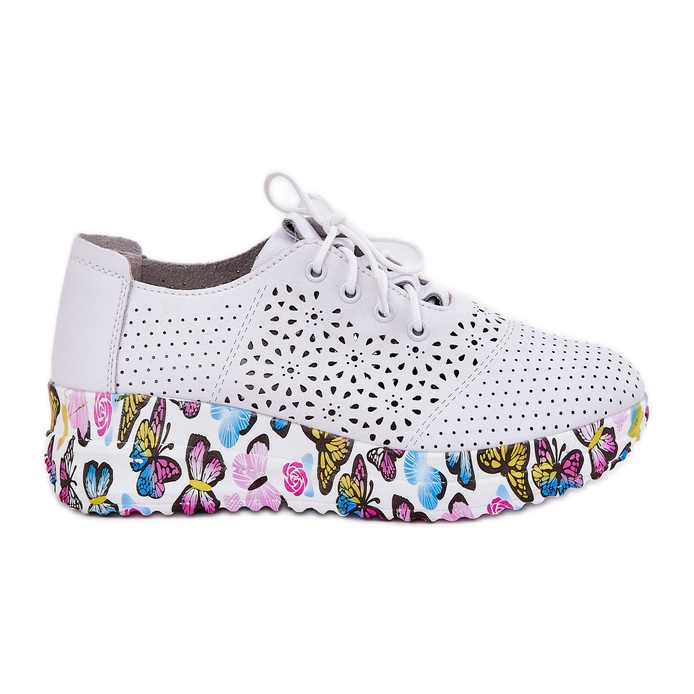 Cuir Openwork Chaussures pour femmes sur des coins papillons artiker 56c1618 blanc blanche