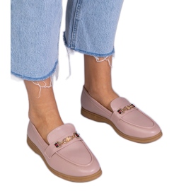 Mocassins roses à décor doré Mocassins roses à décor doré