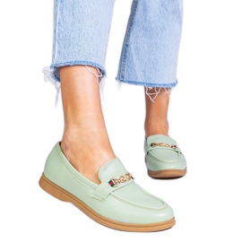 Mocassins verts à décor doré Mocassins verts à décor doré