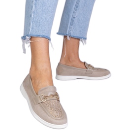 Mocasins crémeux d'Ekozamsz avec des zircons