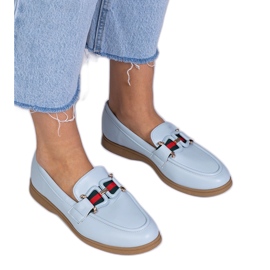 Mocassins d'écosse bleus avec un ornement Mocassins d'écosse bleus avec un ornement