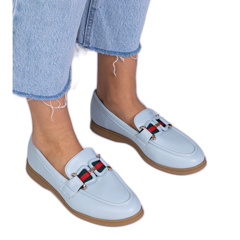 Mocassins d'écosse bleus avec un ornement