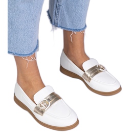 Mocasins d'écosse blanches avec zircons