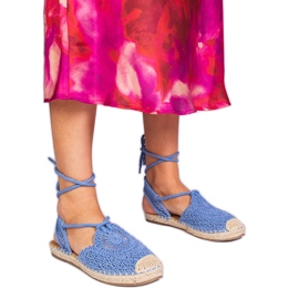Sandales bleues en espadrilles plates Sandales bleues en espadrilles plates