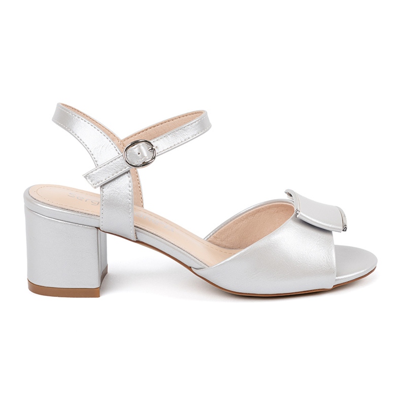 Sergio Leone Sandales sur le pilier des femmes avec un talon argenté ouvert