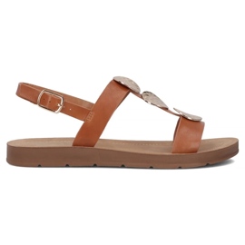 Filippo Sandales en cuir plat pour femmes OBACS DS6885 / 25 marron brun