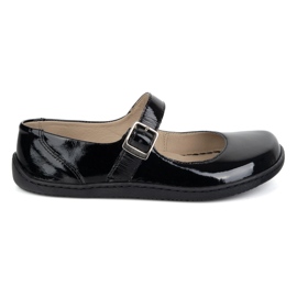 Barefoot Women's Ballerinas Olivier 1286 - Chaussures en cuir avec une boucle pour les stylisations quotidiennes et élégantes noires