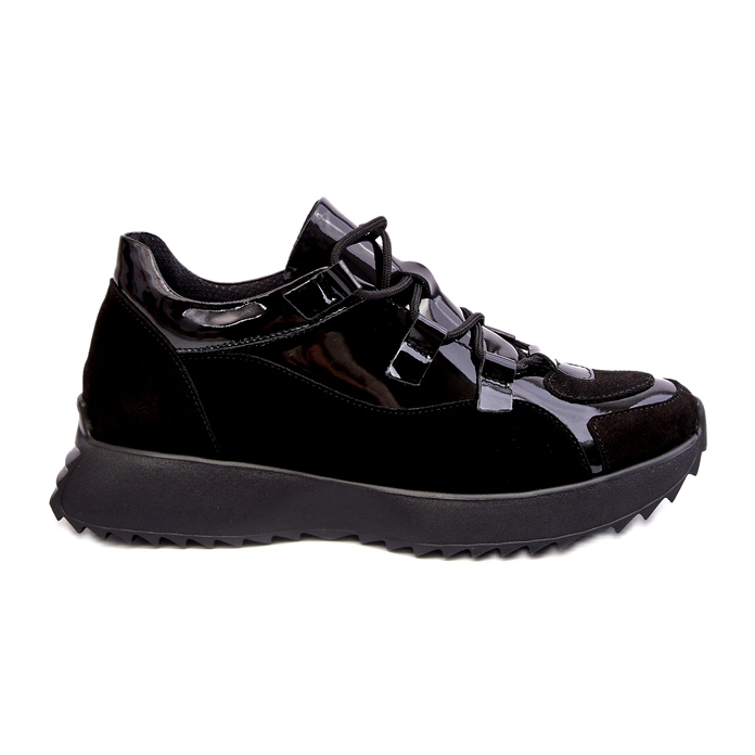 Chaussures de sport pour femmes laquées en cuir M01 / 2 Zazoo Black le noir