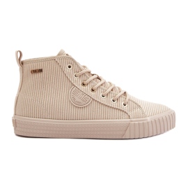 Sneakers féminins en velours côtelé isolés Big Star OO274771 Hi-Polish Beige System