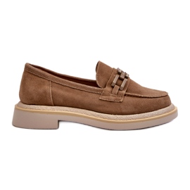 S.Barski Mocassins en daim à talons plats avec un tw101 bronze ou beige