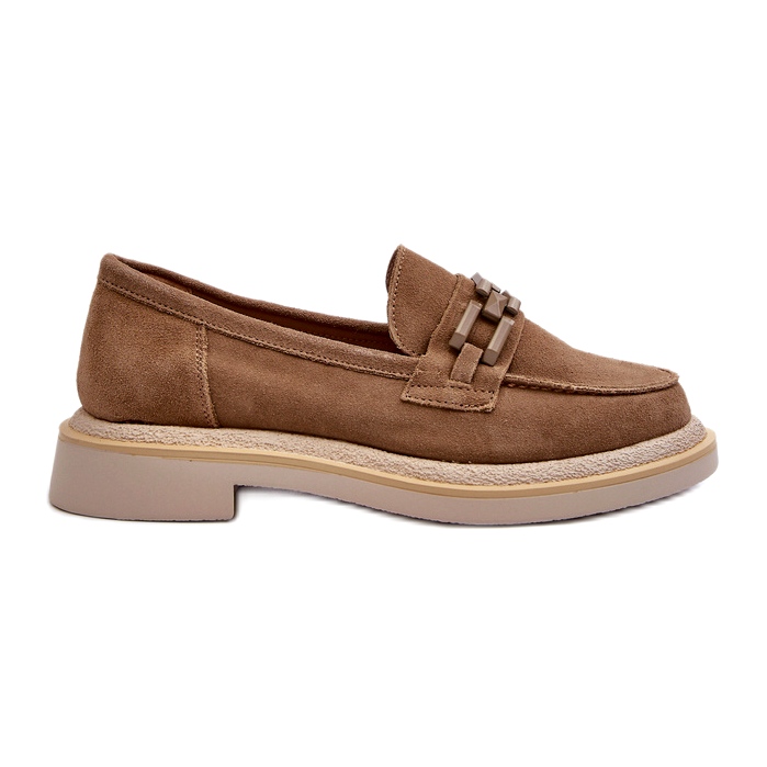 S.Barski Mocassins en daim à talons plats avec un tw101 bronze ou beige