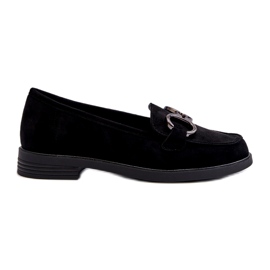 Vinceza Mocassins en daim pour femmes avec décoration en cuir noir le noir